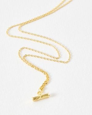 Oliver Bonas Tala Textured T Bar Pendant Necklace - White