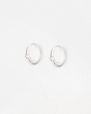 Oliver Bonas Delia Machine Textured Clicker Hoop Earrings - Metallic