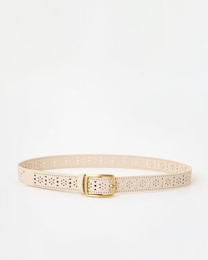 Oliver Bonas Ecru Cream Cut Out Jeans Belt, Size Small - Natural