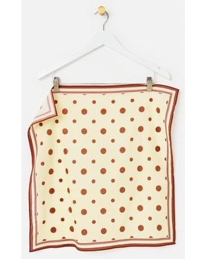 Oliver Bonas Butter & Brown Polka Dot Cotton Square Scarf - Natural