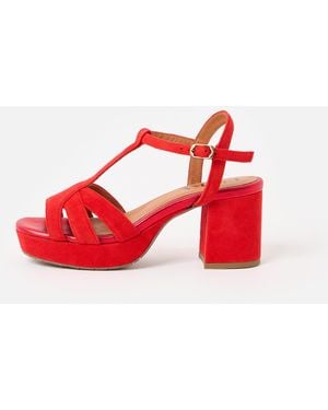 Esska Charlie Suede Heeled Sandals, Size Uk 3 - Red