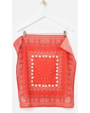 Oliver Bonas Heart Bandana Cotton Square Scarf - Red