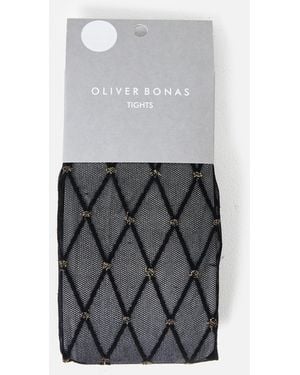 Oliver Bonas & Gold Diamond Sheer Tights - Grey