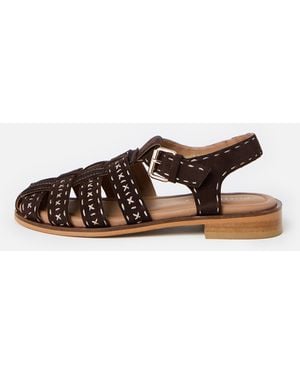 Oliver Bonas Chocolate Stitch Detail Suede Gladiator Sandals, Size 3 - Brown