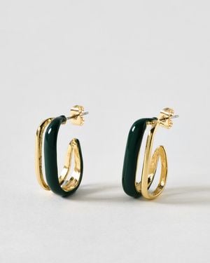 Oliver Bonas Autumn Enamel & Gold Tone Hoop Earrings - Metallic