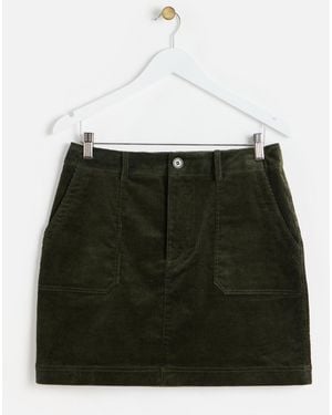 Oliver Bonas Khaki Corduroy Mini Skirt, Size 16 - Green