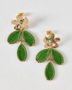 Oliver Bonas Erin Wrapped Flower Drop Earrings - Green