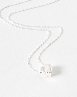 Oliver Bonas Veda Wavy Lines Sterling Heart Necklace - White