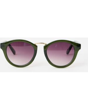 Oliver Bonas Dark Marbled Arm Preppy Sunglasses - Brown