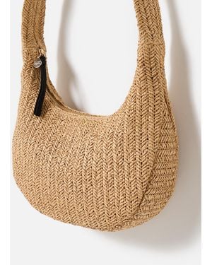 Oliver Bonas Callie Straw Weave Slouch Sling Bag - Natural