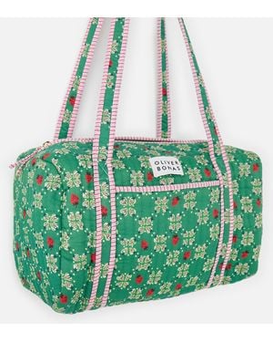 Oliver Bonas Strawberry Quilted Duffle Bag - Green