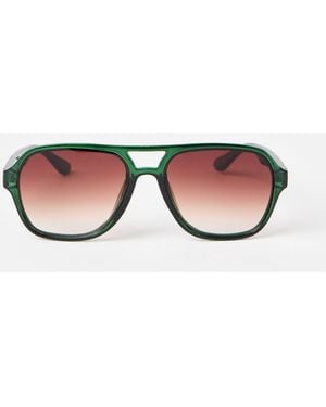 Oliver Bonas Dark Crystal Double Bridge Sunglasses - Green