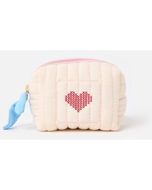 Oliver Bonas Heart Quilted Wash Bag - Pink