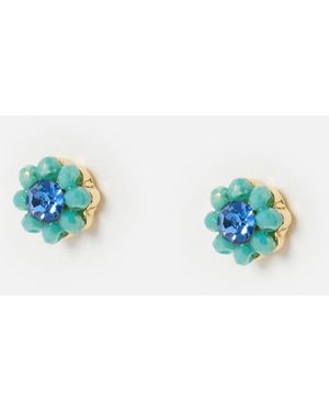 Oliver Bonas Kallie Flower Stud Earrings - Blue