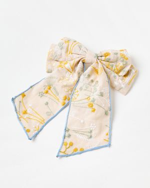 Oliver Bonas Hanne Embroidered Barrette Hair Bow - Metallic