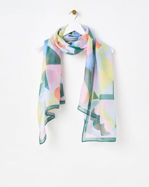 Oliver Bonas Pastel Abstract Shapes Lightweight Scarf - Blue