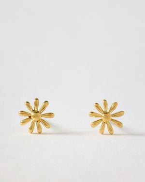 Oliver Bonas Delilah Daisy Flower Stud Earrings - Metallic