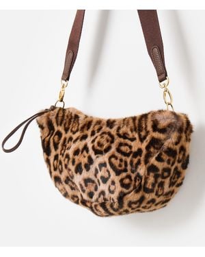 Oliver Bonas Betty Leopard Print Faux Fur Belt Bag - Brown
