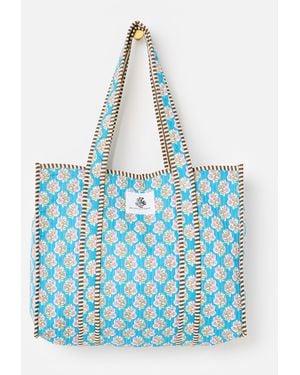 Oliver Bonas Joni Floral Quilted Tote Bag - Blue