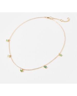 Oliver Bonas Georgine Heart Charms Gold Tone Chain Necklace - Natural