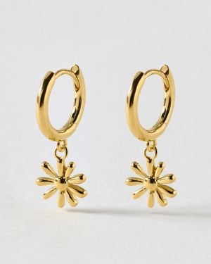 Oliver Bonas Delilah Daisy Flower Charm Hoop Drop Earrings - Metallic
