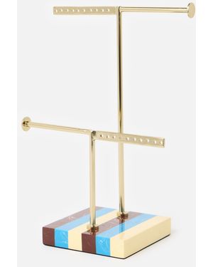 Oliver Bonas Stripe Resin Square Jewellery Stand - White