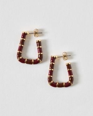 Oliver Bonas Oline Enamel Rectangular Hoop Earrings - Metallic