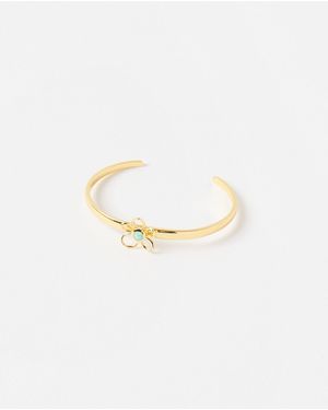 Oliver Bonas Alyssa Opalite Flower Cuff Bangle - White