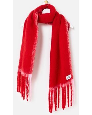 Oliver Bonas & Pink Side Stripe Knitted Heavyweight Scarf - Red