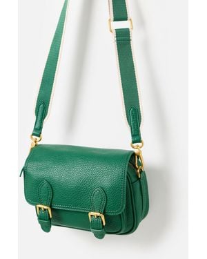 Oliver Bonas Freya Foldover Double Buckle Crossbody Bag - Green