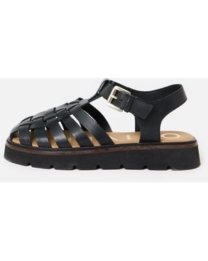 Oliver Bonas Leather Weave Fisherman Sandals, Size Uk 3 - Black