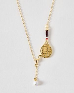 Oliver Bonas Martina Badminton Racket Pendant Necklace - White