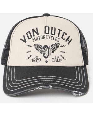 Von Dutch & Cream Motorcycle Cap Hat - Black