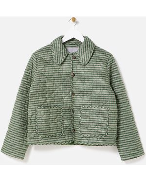 Oliver Bonas Checked Quilted Jacket, Size 6 - Green