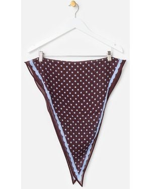 Oliver Bonas Chocolate & Blue Polka Dot Diamond Scarf - Purple