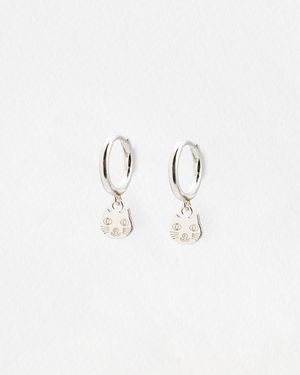 Oliver Bonas Django Cat Drop Hoop Earrings - Blue