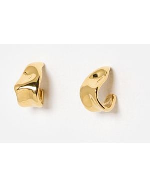 Oliver Bonas Margaret Tone Stainless Steel Waterproof Chunky Hoop Earrings - Metallic