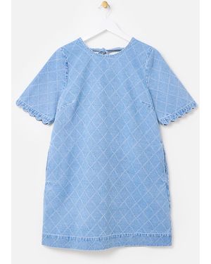 Oliver Bonas Light Denim Geometric Mini Dress, Size 6 - Blue