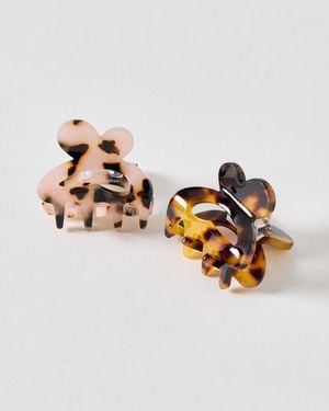 Oliver Bonas Fleur Tort Resin Claw Clips Set Of Two - Metallic