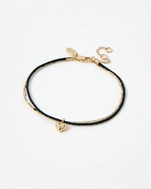 Oliver Bonas Misha Mini Heart Charm Double Row Cord Anklet - White