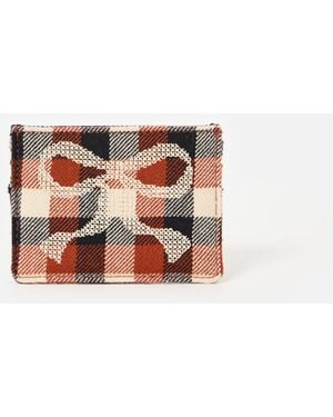 Oliver Bonas Amy Burnt Orange & Black Checked Bow Card Holder - White