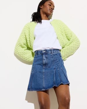 Oliver Bonas Dark Denim Pleated Mini Skirt, Size 6 - Blue