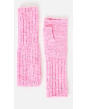 Oliver Bonas Marl Ribbed Knitted Wrist Warmers - Pink