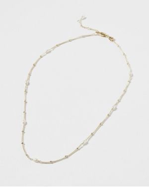 Oliver Bonas Mila Pearl Detail Chain Necklace - White