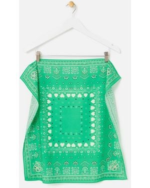 Oliver Bonas Heart Bandana Cotton Square Scarf - Green