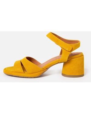 Esska Olivia Mustard Suede Heeled Sandals, Size 3 - Orange