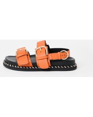 Oliver Bonas Chunky Double Buckle Flatform Sandals, Size Uk 3 - White