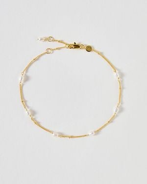 Oliver Bonas Mila Pearl Detail Beaded Anklet - White