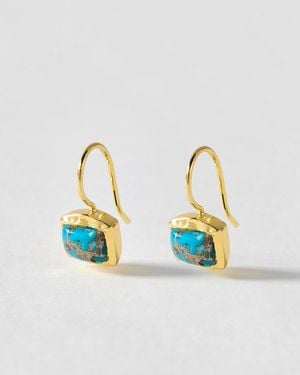 Oliver Bonas Ziva Copper Turquoise Square Drop Earrings - Blue