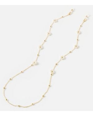 Oliver Bonas Rosaria Faux Pearl Flower Glasses Chain - Natural